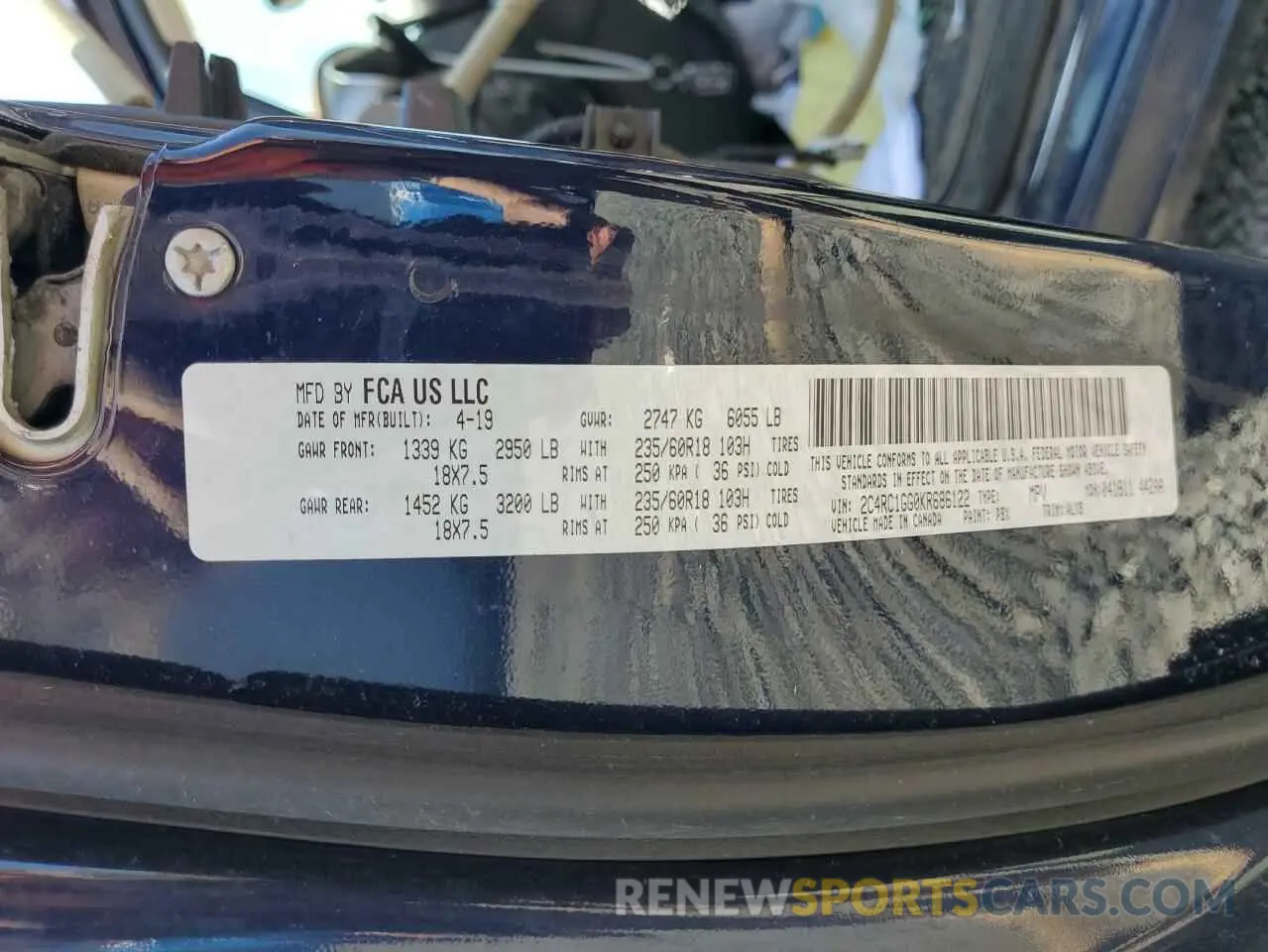 14 fotografías del automóvil dañado 2C4RC1GG0KR686122 CHRYSLER PACIFICA 2019