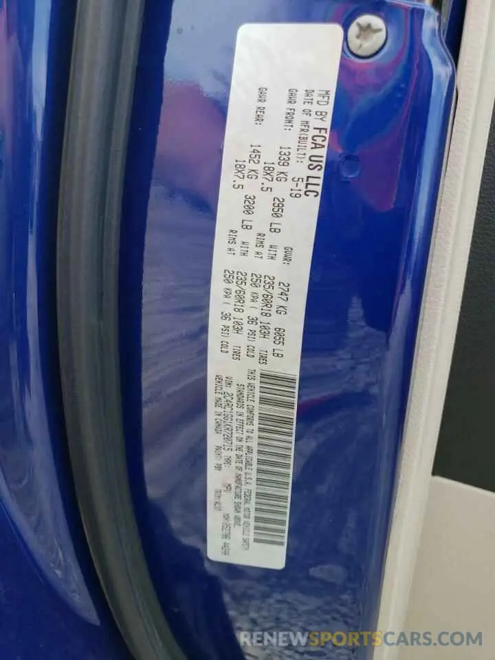 13 fotografías del automóvil dañado 2C4RC1GG1KR720715 CHRYSLER PACIFICA 2019