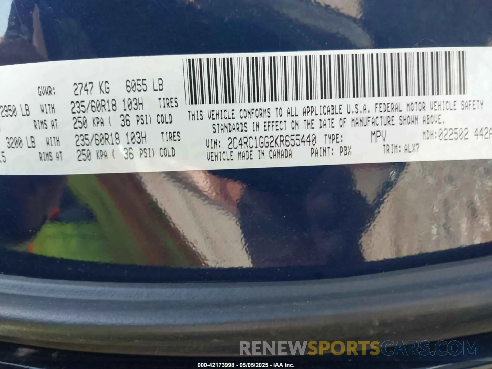 9 fotografías del automóvil dañado 2C4RC1GG2KR655440 CHRYSLER PACIFICA 2019