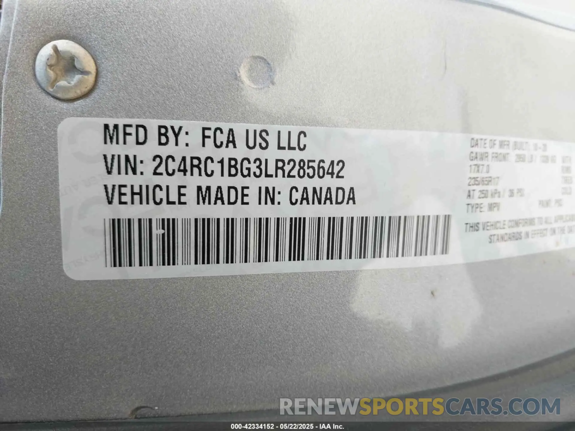 9 fotografías del automóvil dañado 2C4RC1BG3LR285642 CHRYSLER PACIFICA 2020