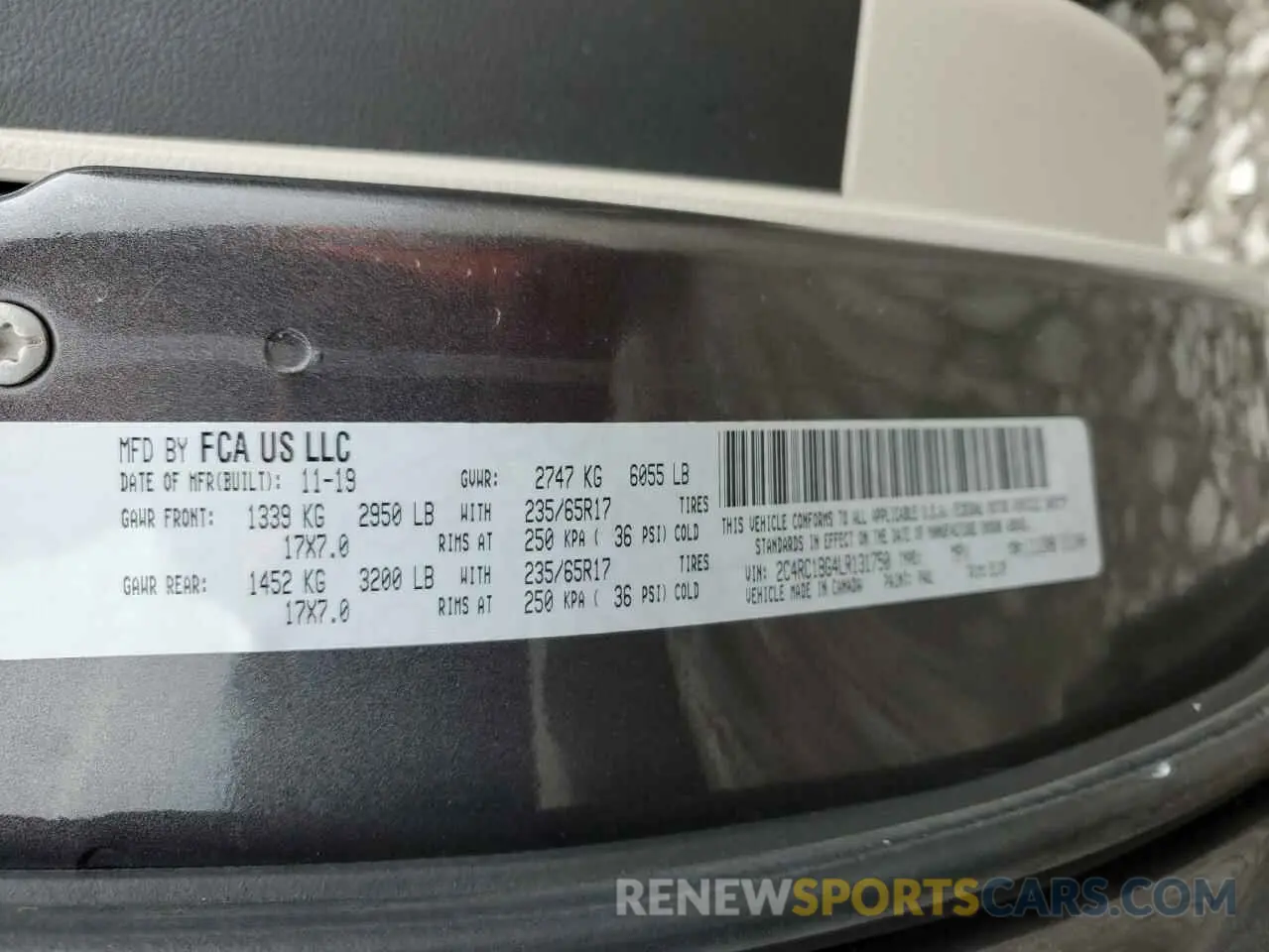 13 fotografías del automóvil dañado 2C4RC1BG4LR131750 CHRYSLER PACIFICA 2020