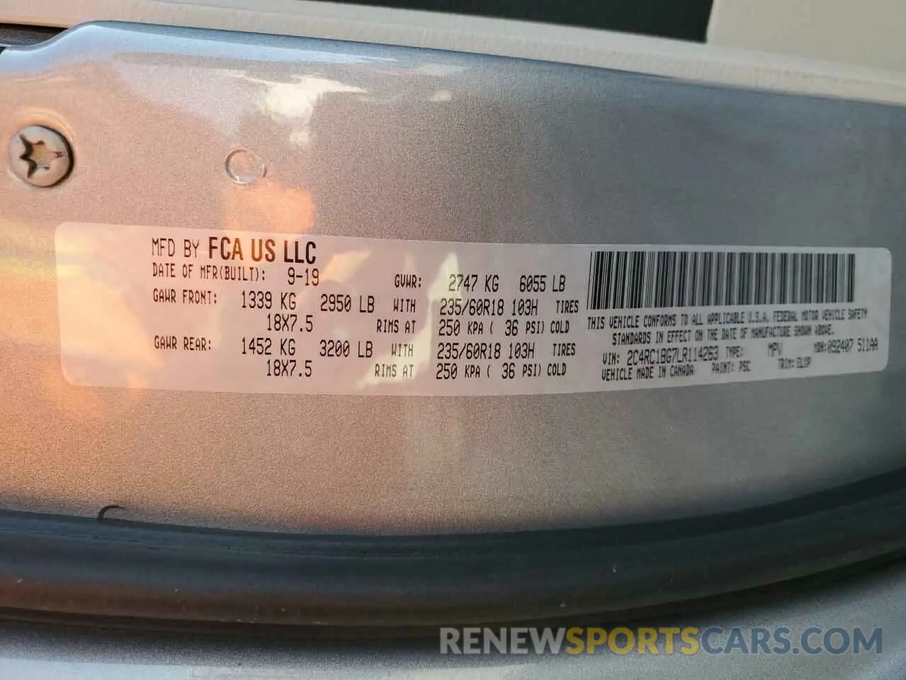 13 fotografías del automóvil dañado 2C4RC1BG7LR114263 CHRYSLER PACIFICA 2020