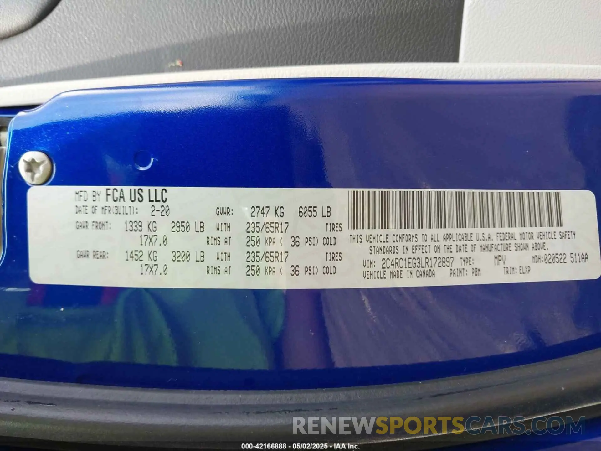 9 fotografías del automóvil dañado 2C4RC1EG3LR172897 CHRYSLER PACIFICA 2020