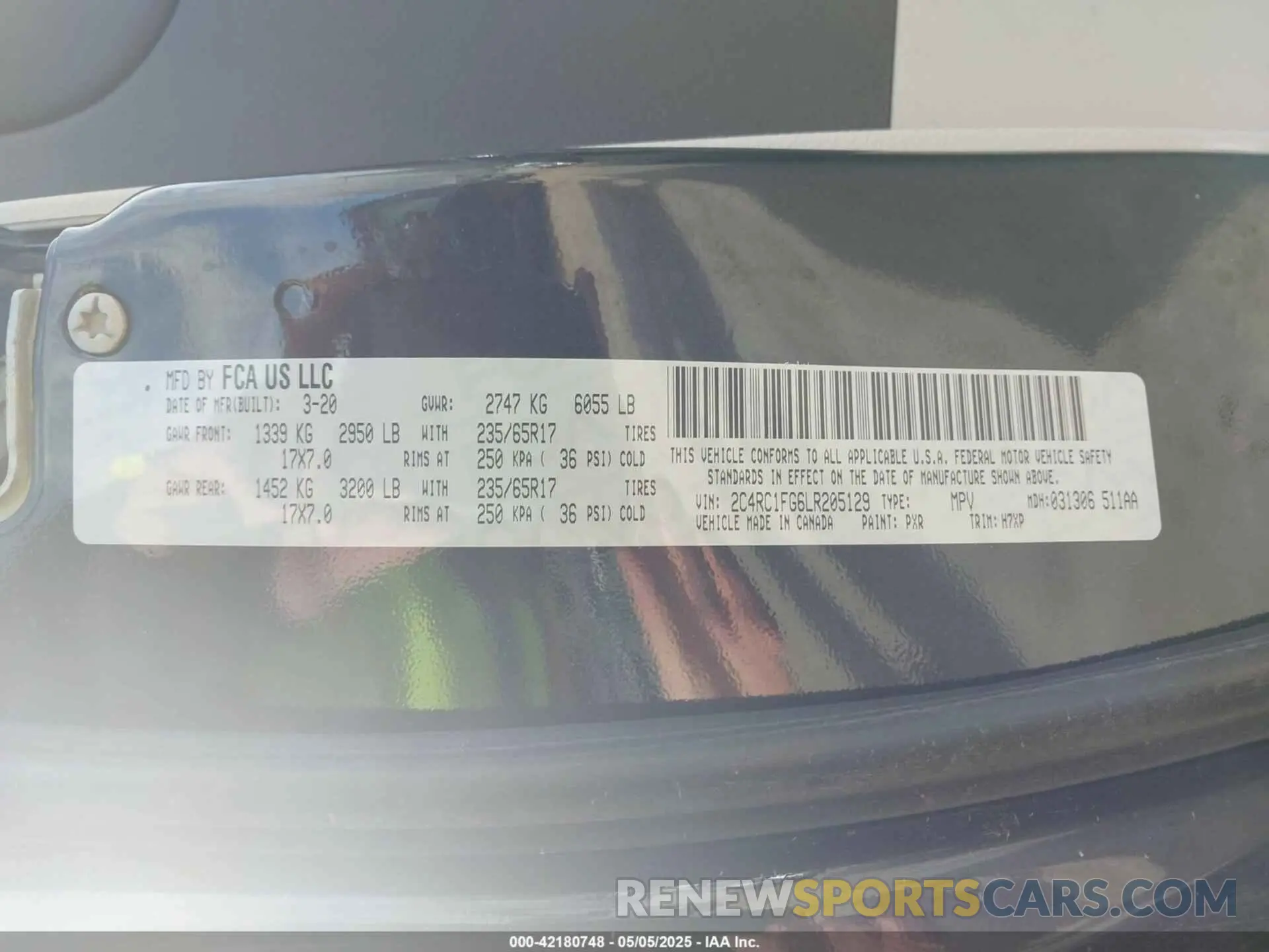 9 fotografías del automóvil dañado 2C4RC1FG6LR205129 CHRYSLER PACIFICA 2020