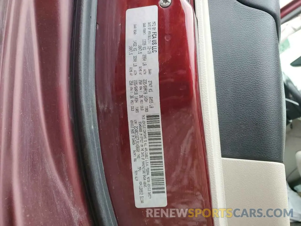 13 fotografías del automóvil dañado 2C4RC1GG7LR143660 CHRYSLER PACIFICA 2020