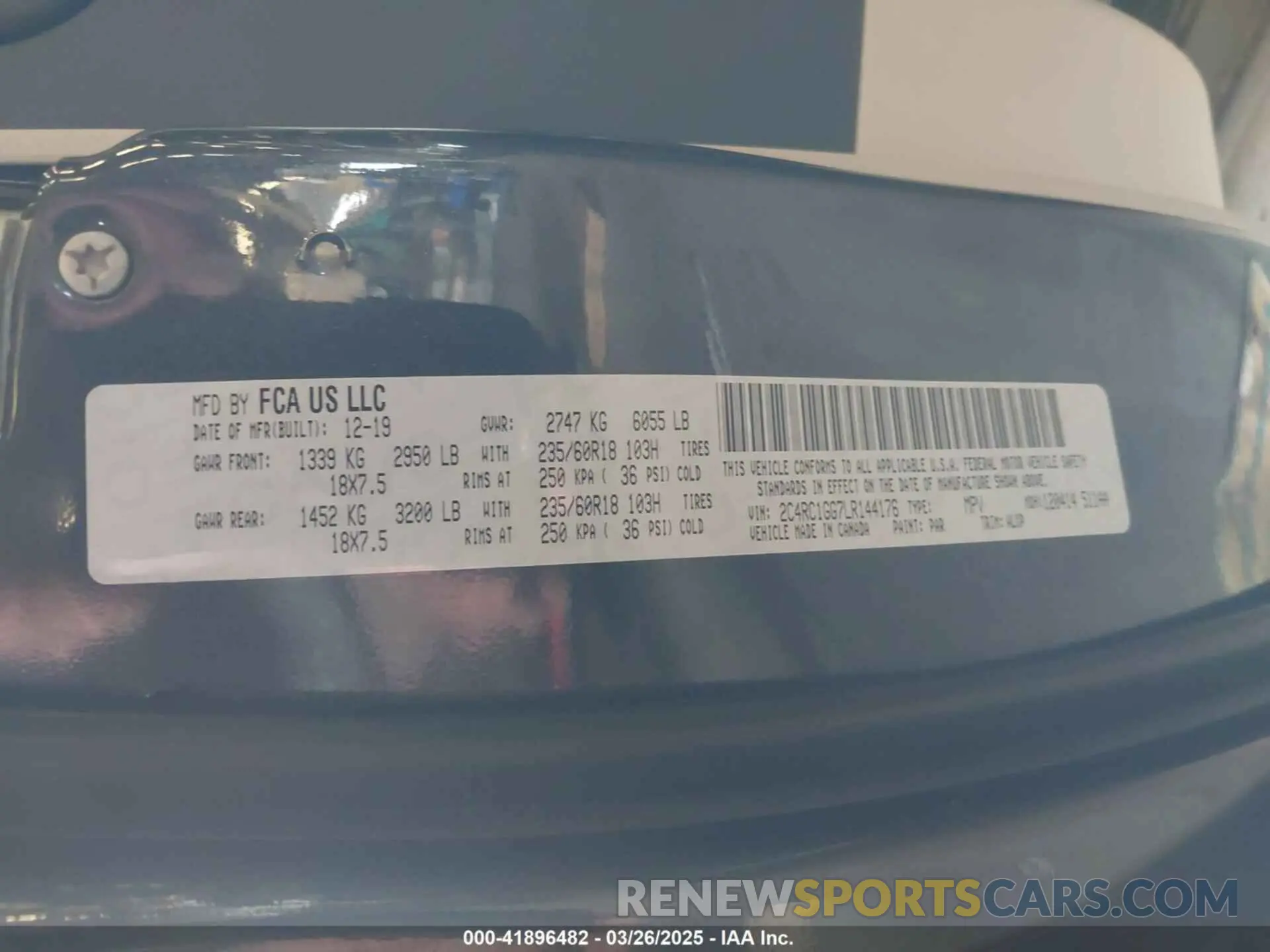 9 fotografías del automóvil dañado 2C4RC1GG7LR144176 CHRYSLER PACIFICA 2020