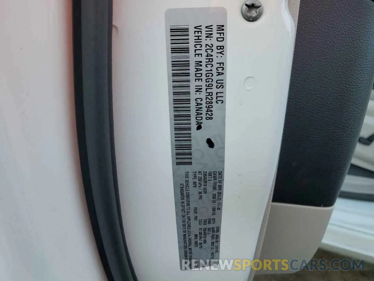 14 fotografías del automóvil dañado 2C4RC1GG9LR289428 CHRYSLER PACIFICA 2020