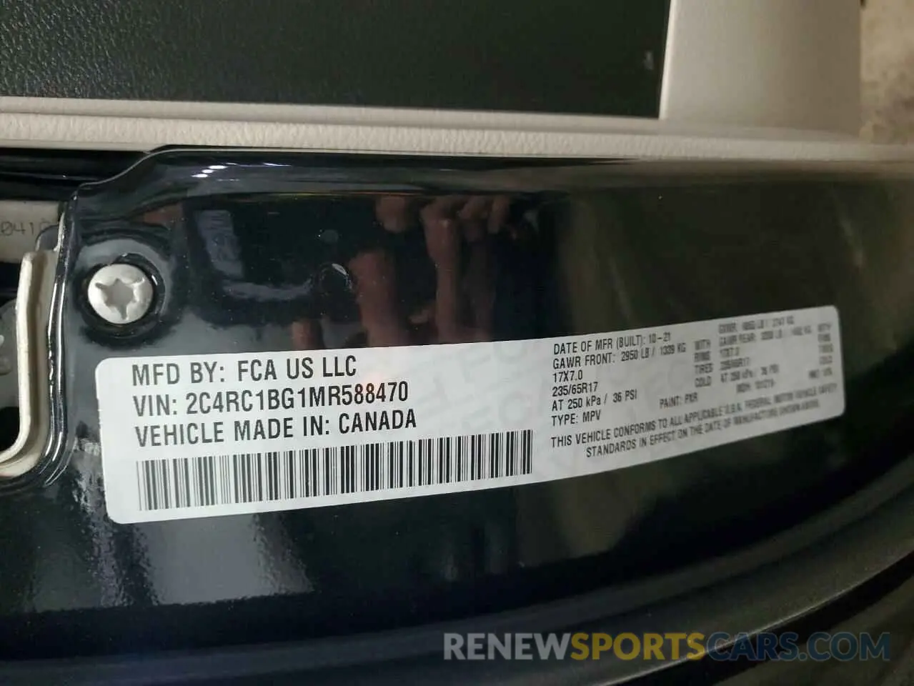 13 fotografías del automóvil dañado 2C4RC1BG1MR588470 CHRYSLER PACIFICA 2021