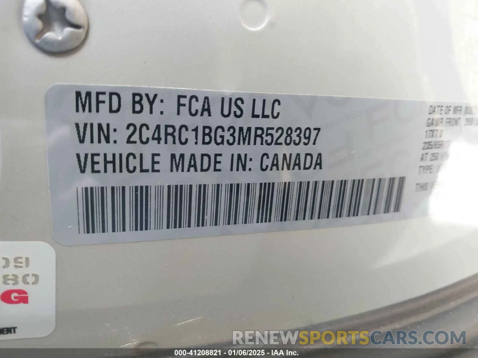 9 fotografías del automóvil dañado 2C4RC1BG3MR528397 CHRYSLER PACIFICA 2021