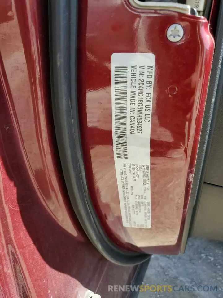13 fotografías del automóvil dañado 2C4RC1BG3MR534927 CHRYSLER PACIFICA 2021