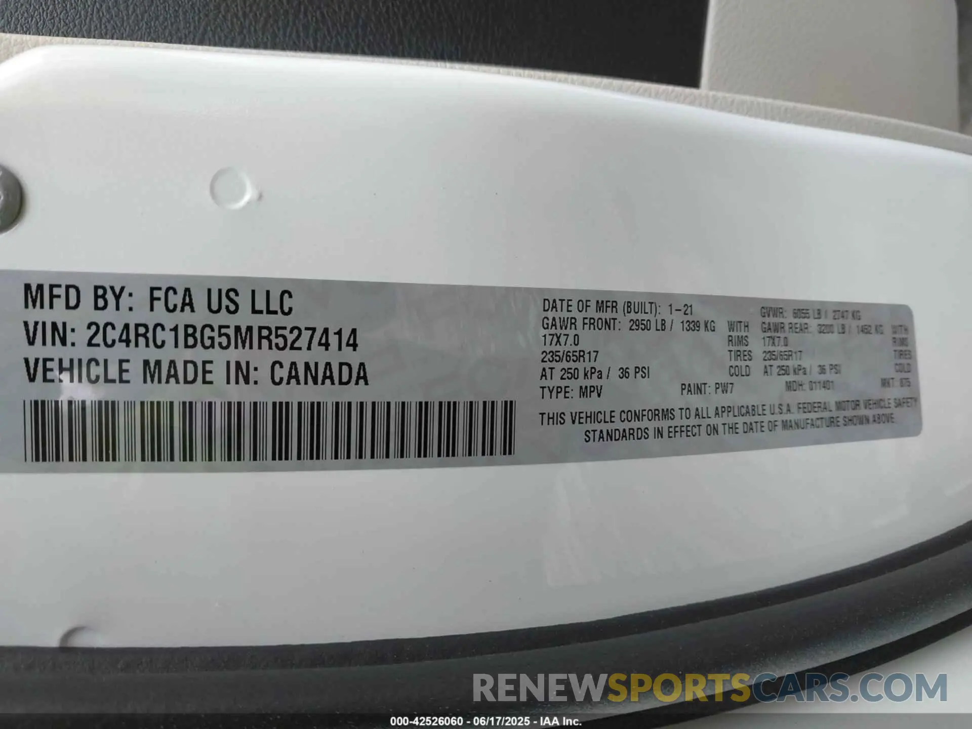 9 fotografías del automóvil dañado 2C4RC1BG5MR527414 CHRYSLER PACIFICA 2021