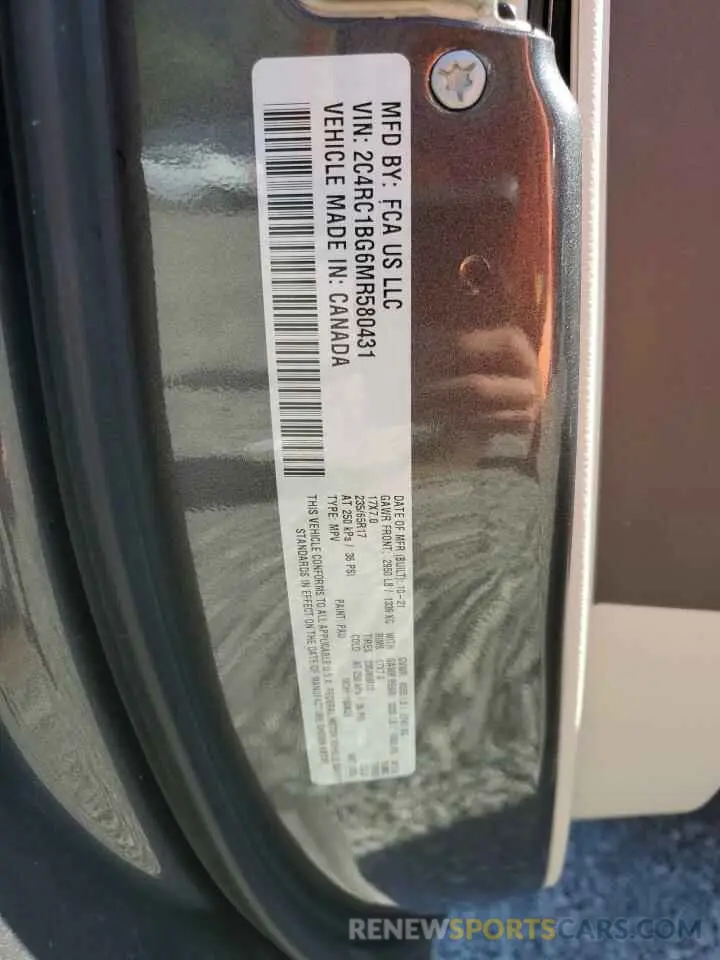 15 fotografías del automóvil dañado 2C4RC1BG6MR580431 CHRYSLER PACIFICA 2021