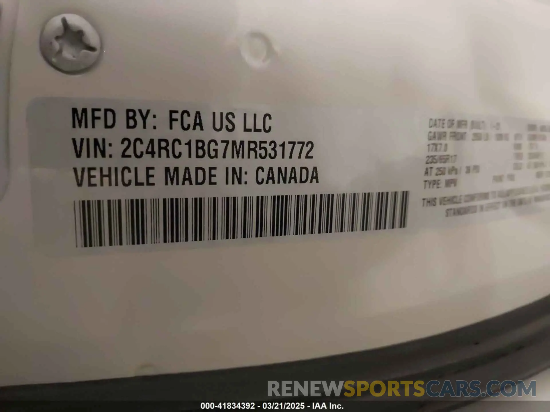 9 fotografías del automóvil dañado 2C4RC1BG7MR531772 CHRYSLER PACIFICA 2021