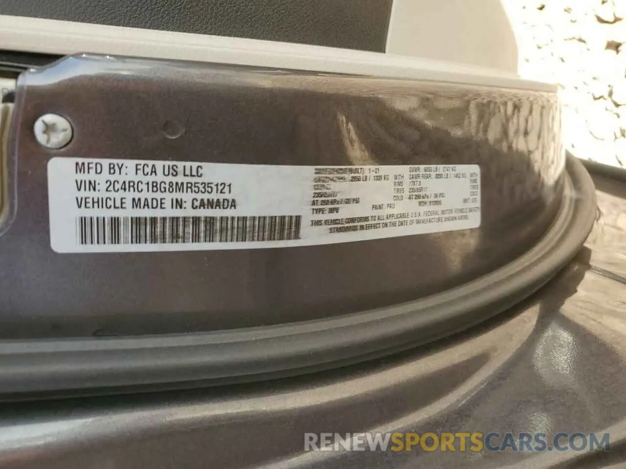 13 fotografías del automóvil dañado 2C4RC1BG8MR535121 CHRYSLER PACIFICA 2021