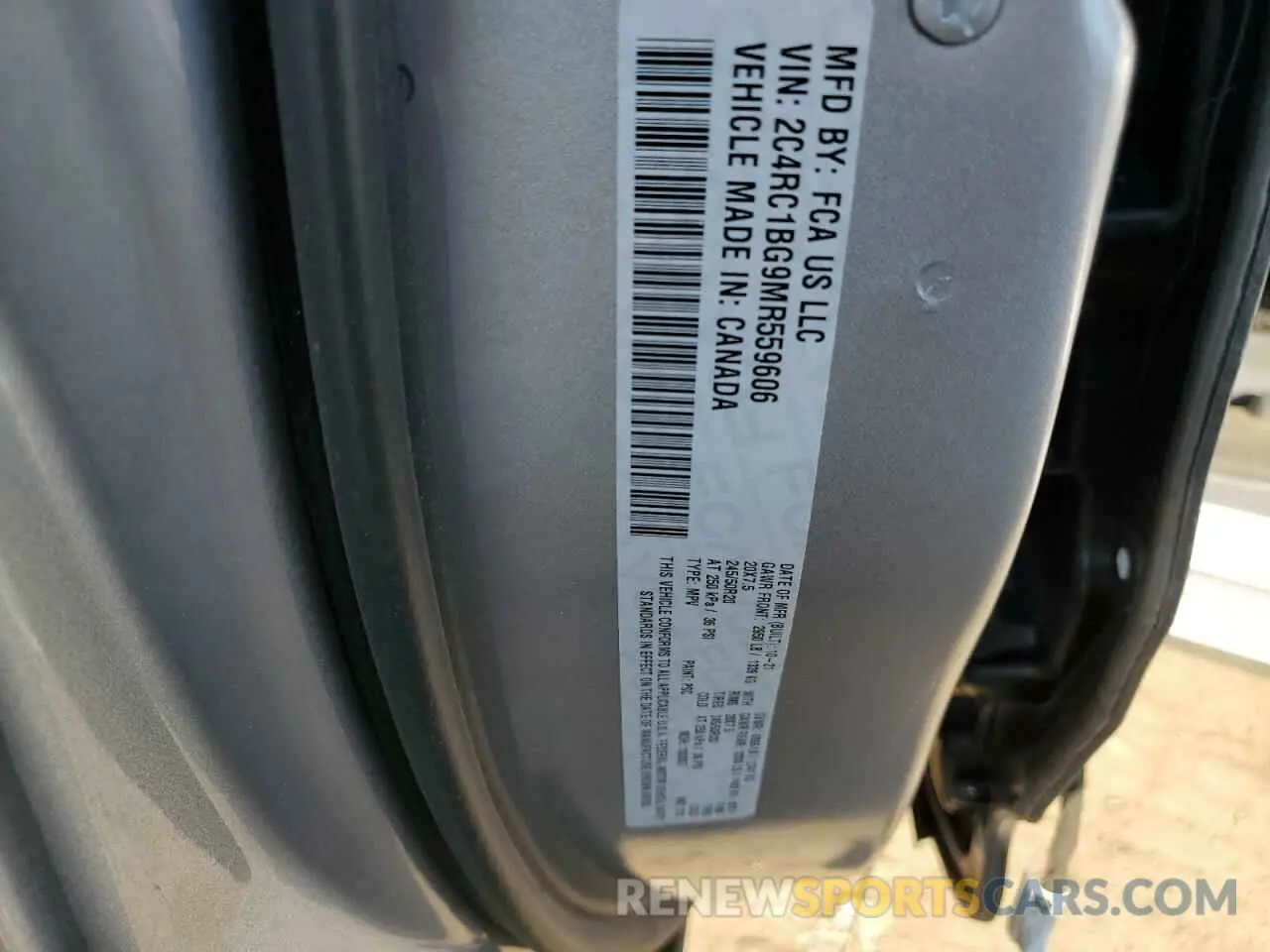 12 fotografías del automóvil dañado 2C4RC1BG9MR559606 CHRYSLER PACIFICA 2021