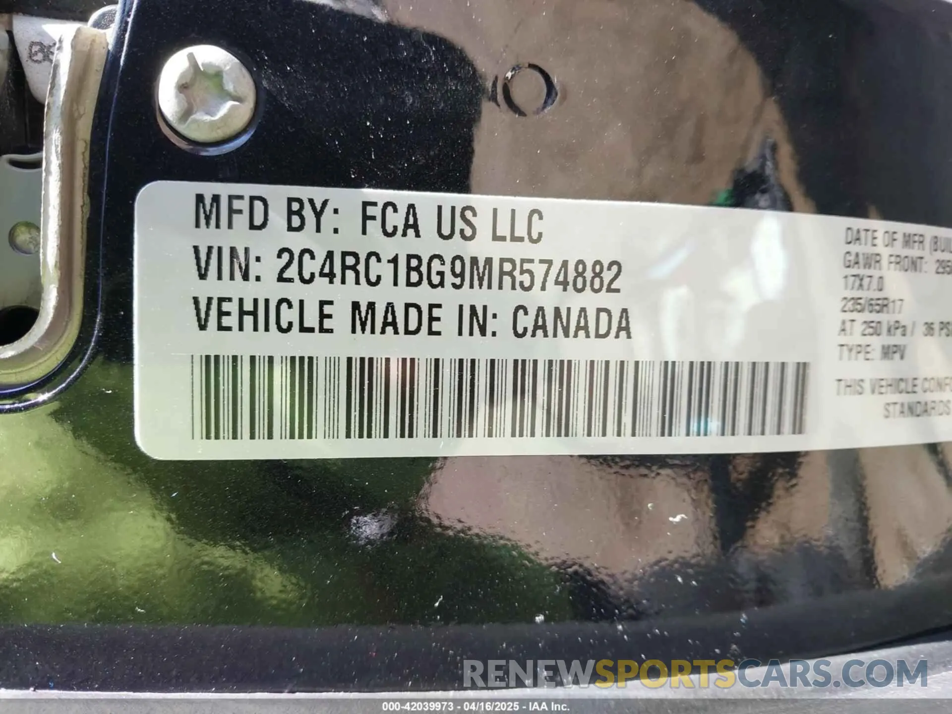 9 fotografías del automóvil dañado 2C4RC1BG9MR574882 CHRYSLER PACIFICA 2021