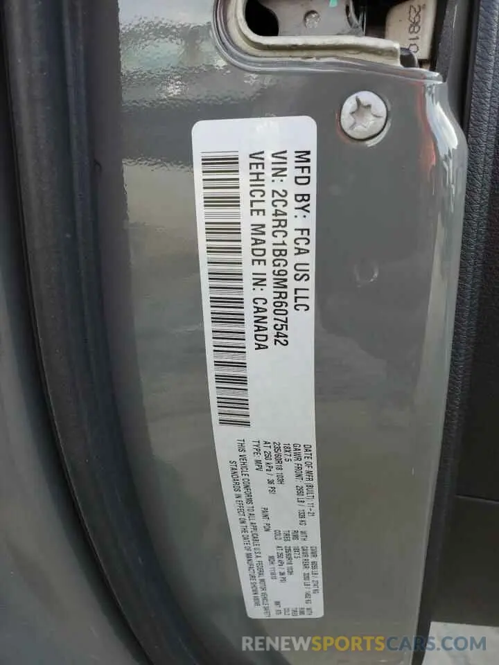 14 fotografías del automóvil dañado 2C4RC1BG9MR607542 CHRYSLER PACIFICA 2021