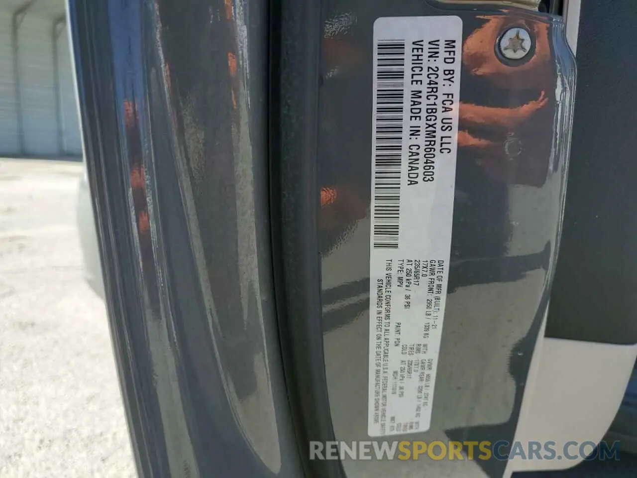 14 fotografías del automóvil dañado 2C4RC1BGXMR604603 CHRYSLER PACIFICA 2021