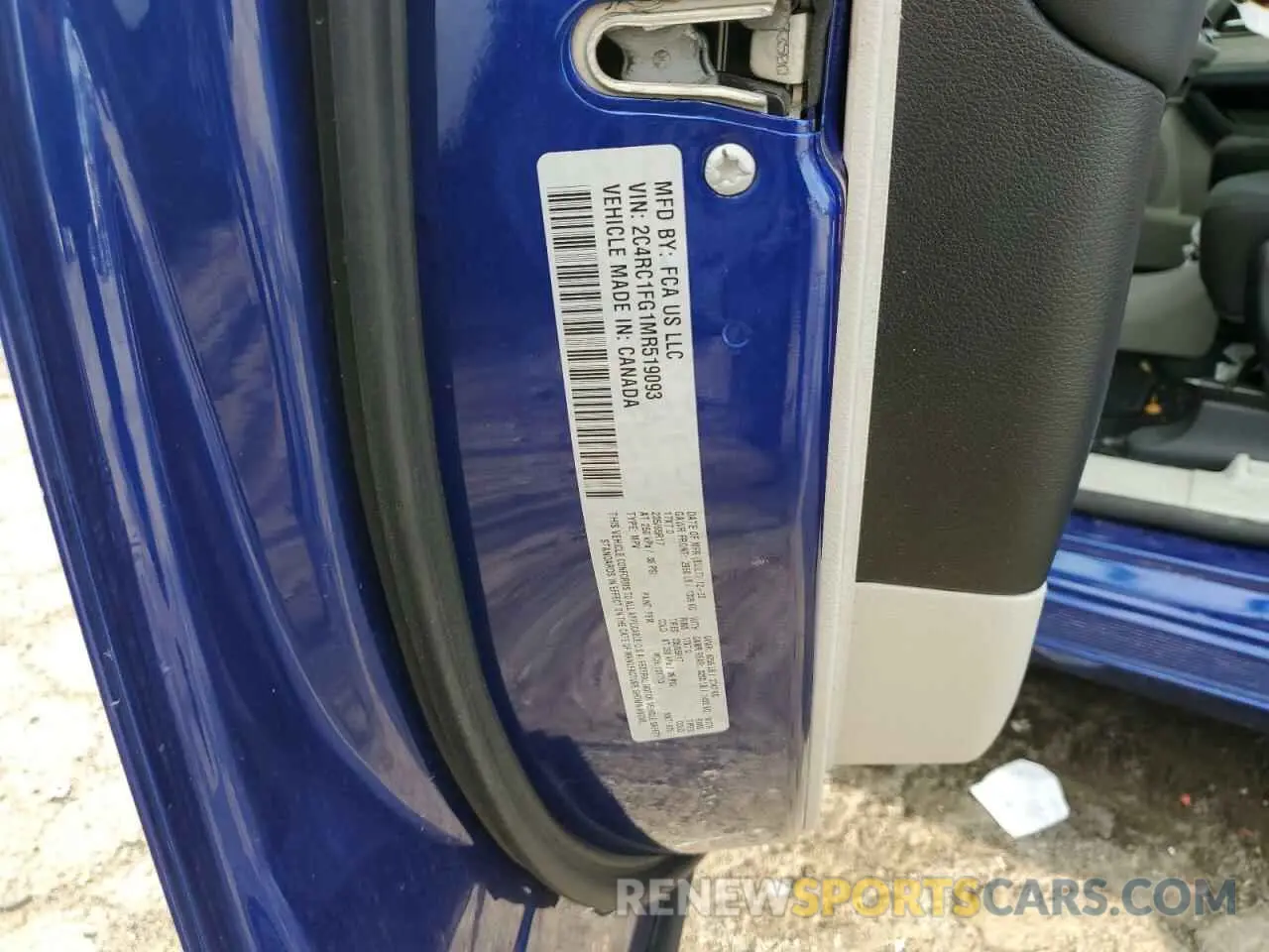 15 fotografías del automóvil dañado 2C4RC1FG1MR519093 CHRYSLER PACIFICA 2021