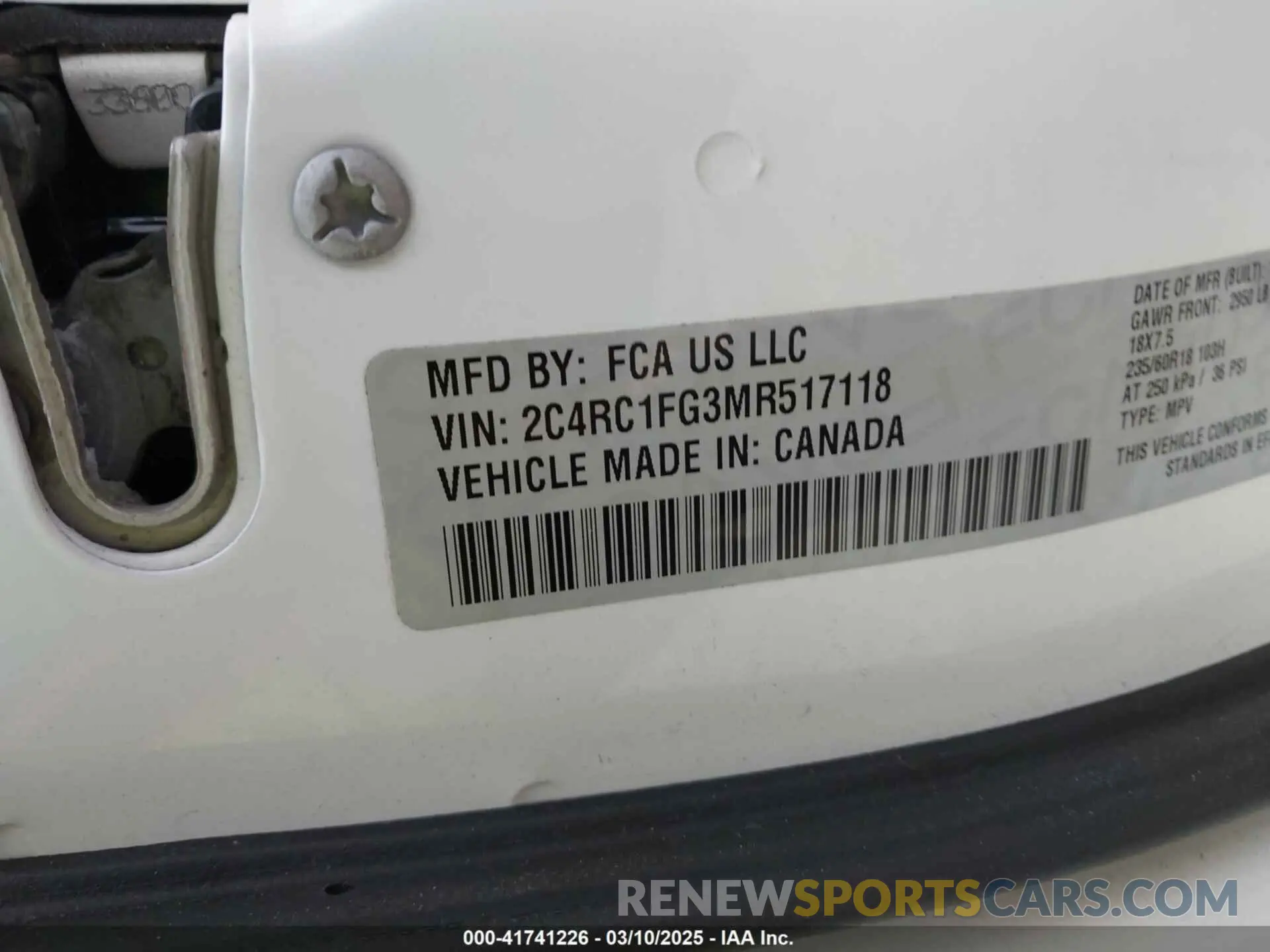 9 fotografías del automóvil dañado 2C4RC1FG3MR517118 CHRYSLER PACIFICA 2021
