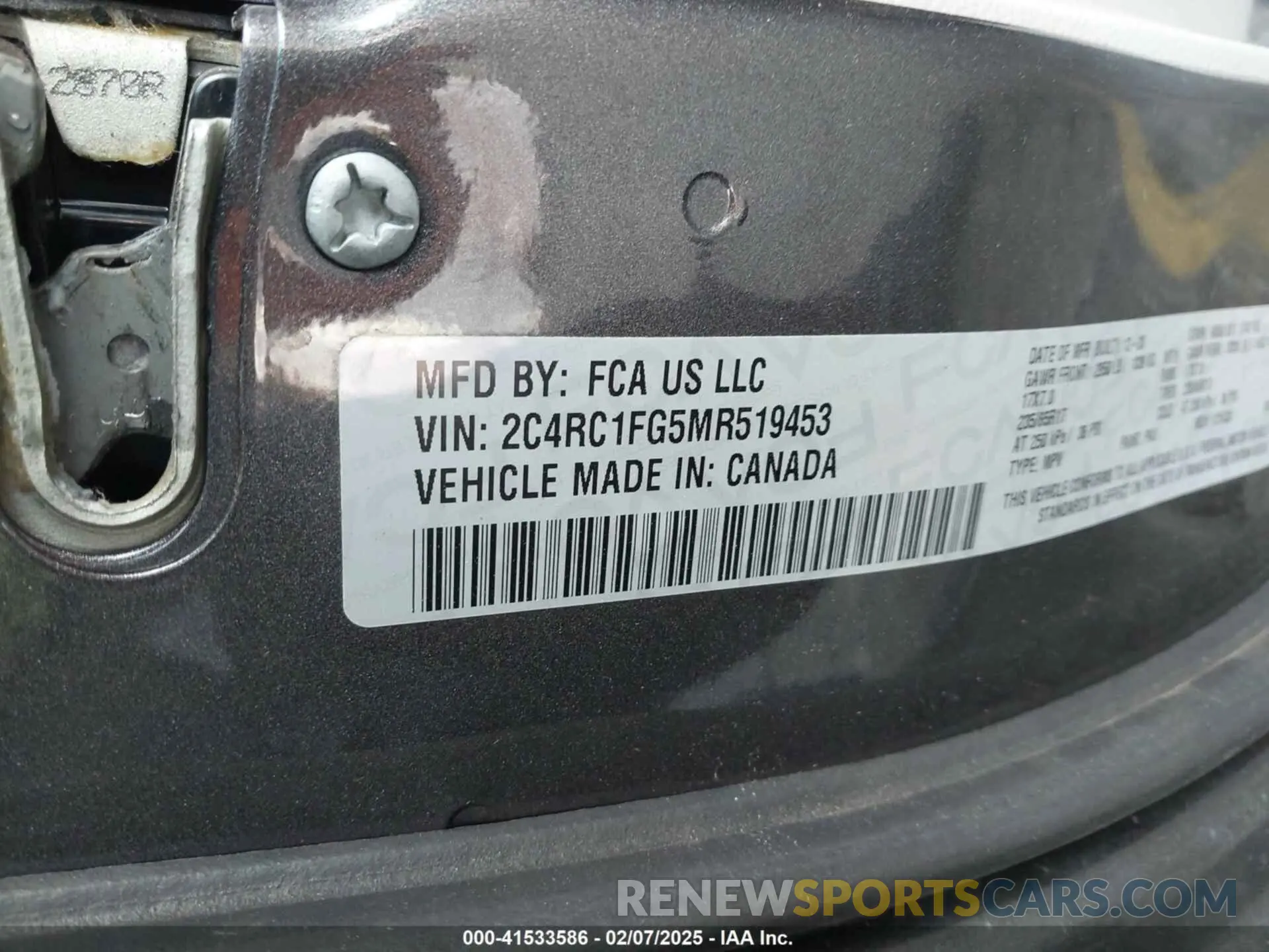 9 fotografías del automóvil dañado 2C4RC1FG5MR519453 CHRYSLER PACIFICA 2021