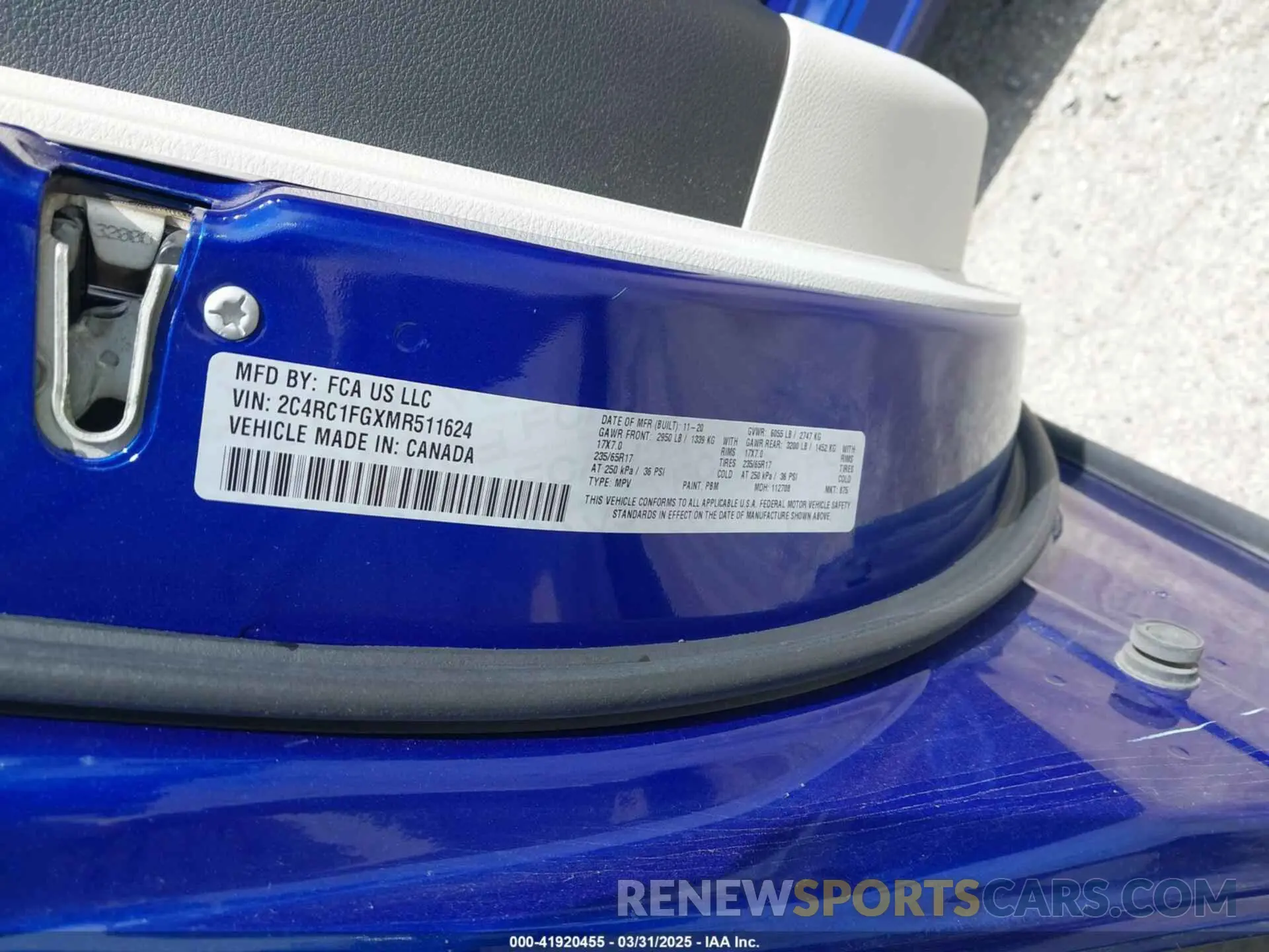 9 fotografías del automóvil dañado 2C4RC1FGXMR511624 CHRYSLER PACIFICA 2021