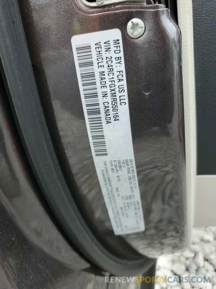 14 fotografías del automóvil dañado 2C4RC1FGXMR550164 CHRYSLER PACIFICA 2021