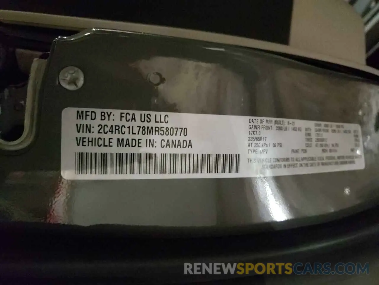 13 fotografías del automóvil dañado 2C4RC1L78MR580770 CHRYSLER PACIFICA 2021