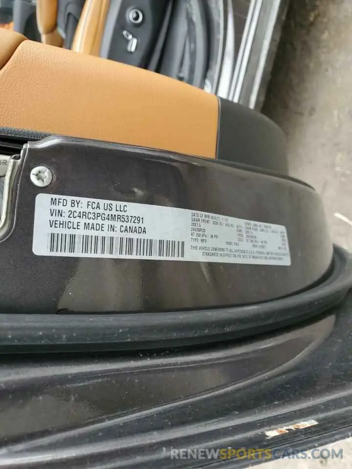 13 fotografías del automóvil dañado 2C4RC3PG4MR537291 CHRYSLER PACIFICA 2021