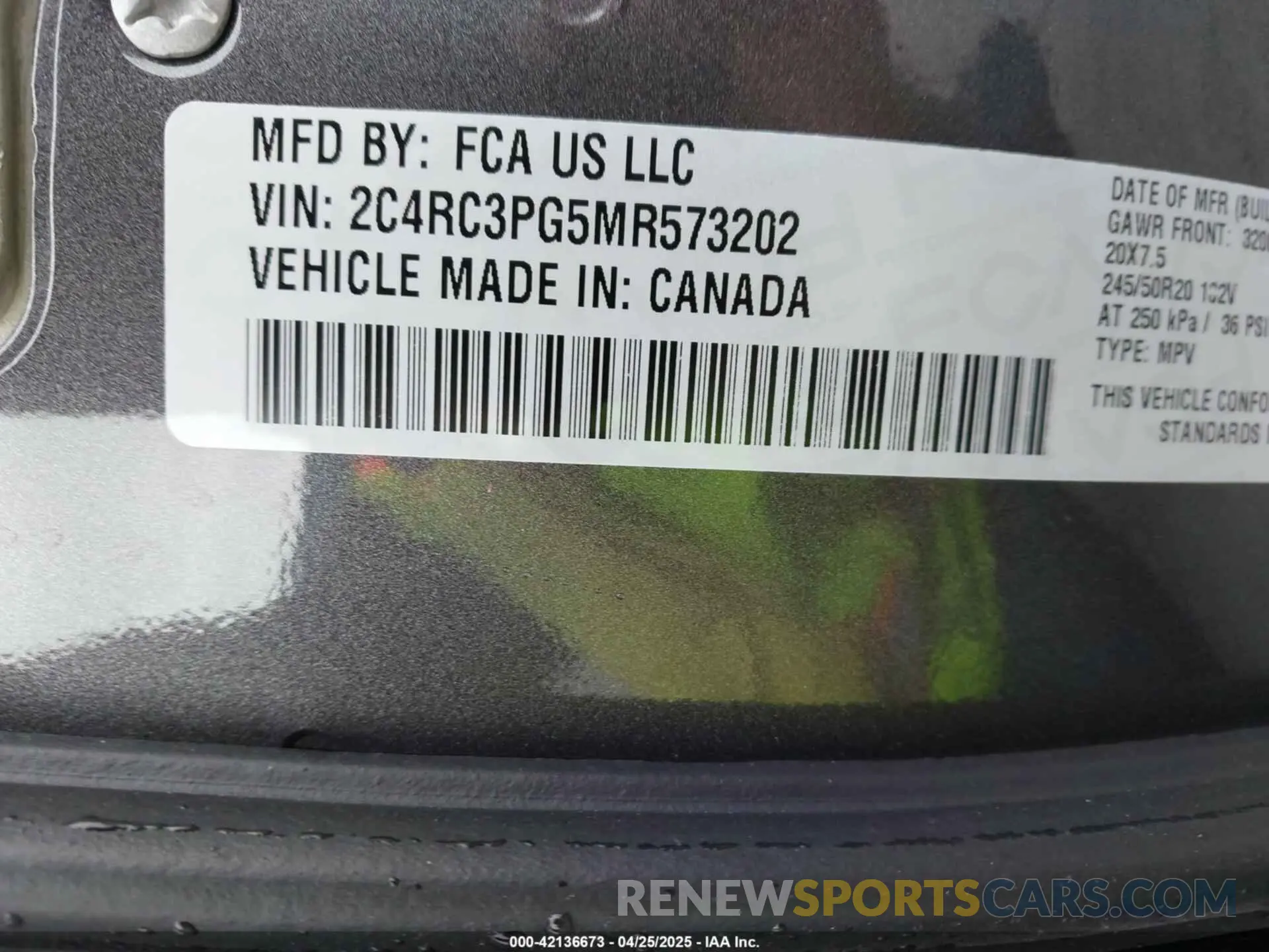 9 fotografías del automóvil dañado 2C4RC3PG5MR573202 CHRYSLER PACIFICA 2021