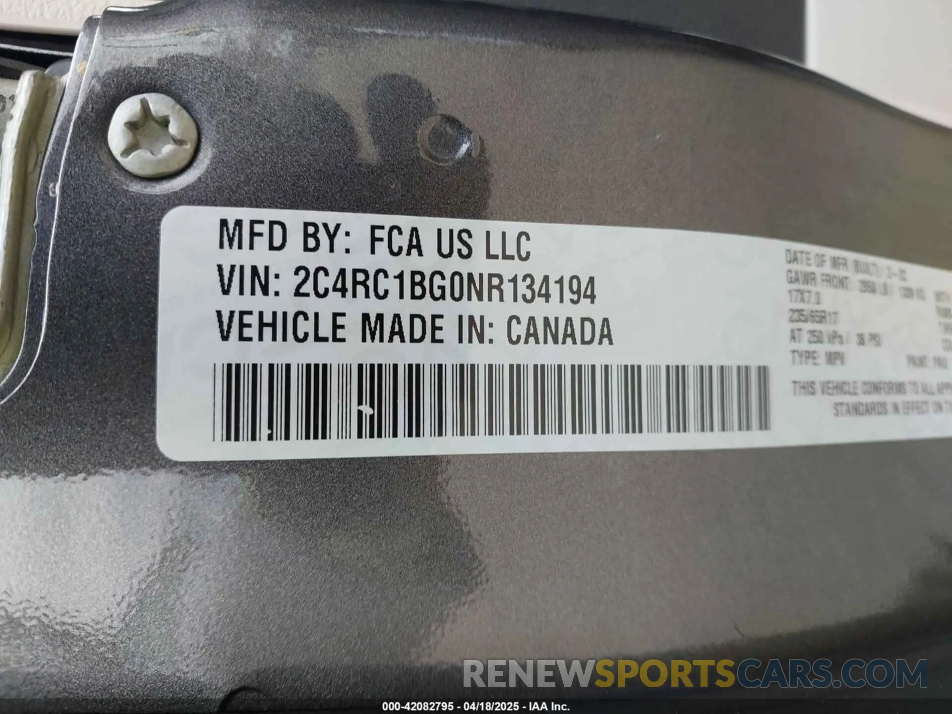 9 fotografías del automóvil dañado 2C4RC1BG0NR134194 CHRYSLER PACIFICA 2022