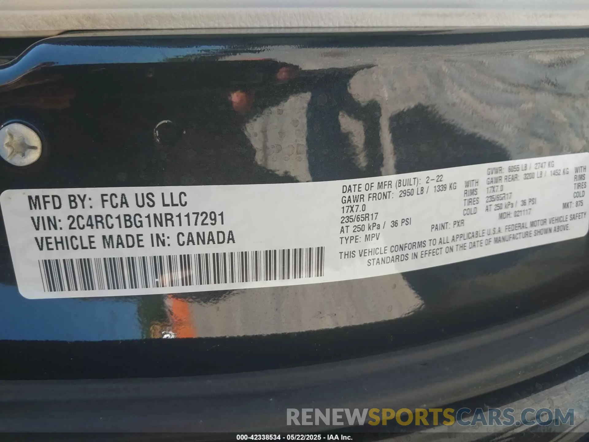 9 fotografías del automóvil dañado 2C4RC1BG1NR117291 CHRYSLER PACIFICA 2022