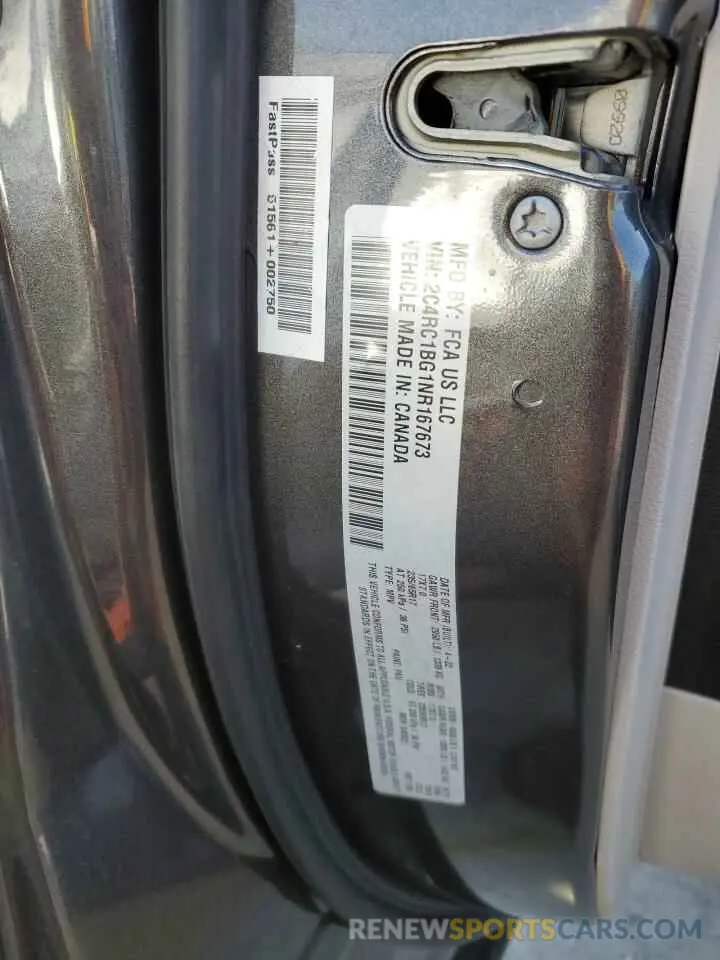 12 fotografías del automóvil dañado 2C4RC1BG1NR167673 CHRYSLER PACIFICA 2022