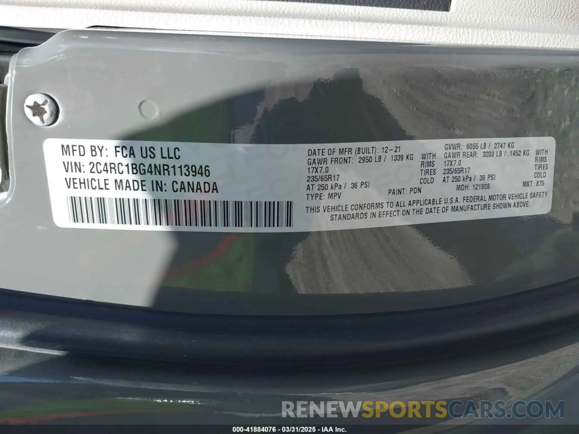 9 fotografías del automóvil dañado 2C4RC1BG4NR113946 CHRYSLER PACIFICA 2022