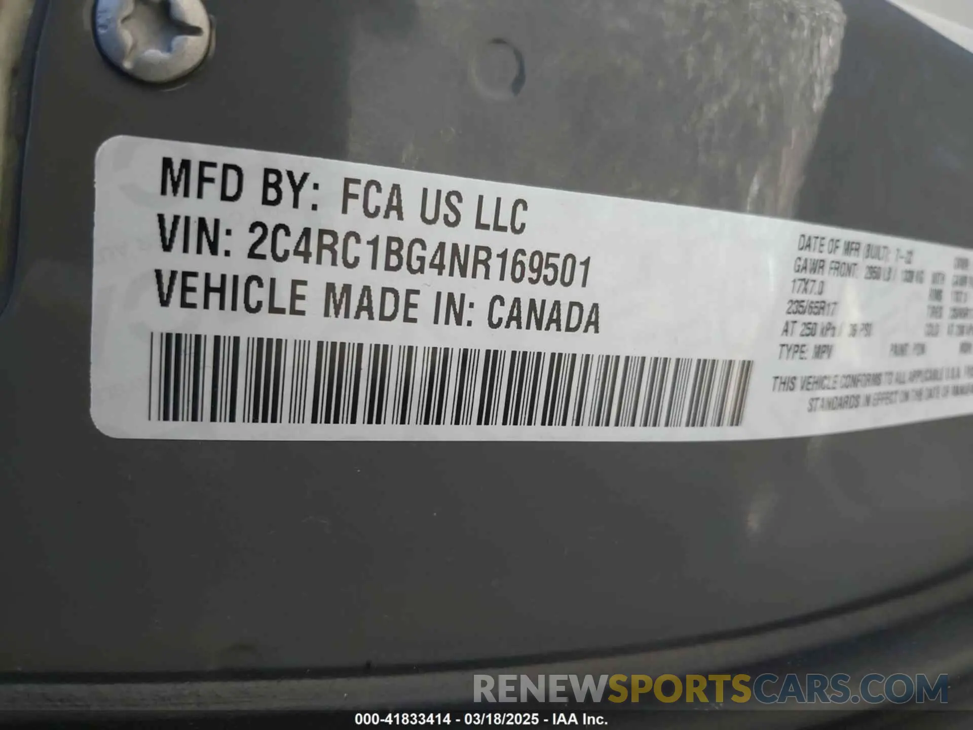 9 fotografías del automóvil dañado 2C4RC1BG4NR169501 CHRYSLER PACIFICA 2022