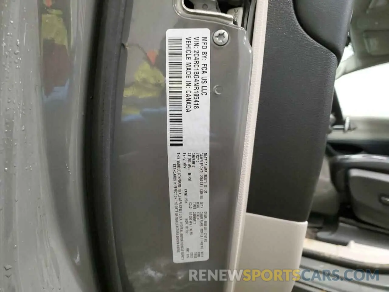 16 fotografías del automóvil dañado 2C4RC1BG4NR195418 CHRYSLER PACIFICA 2022