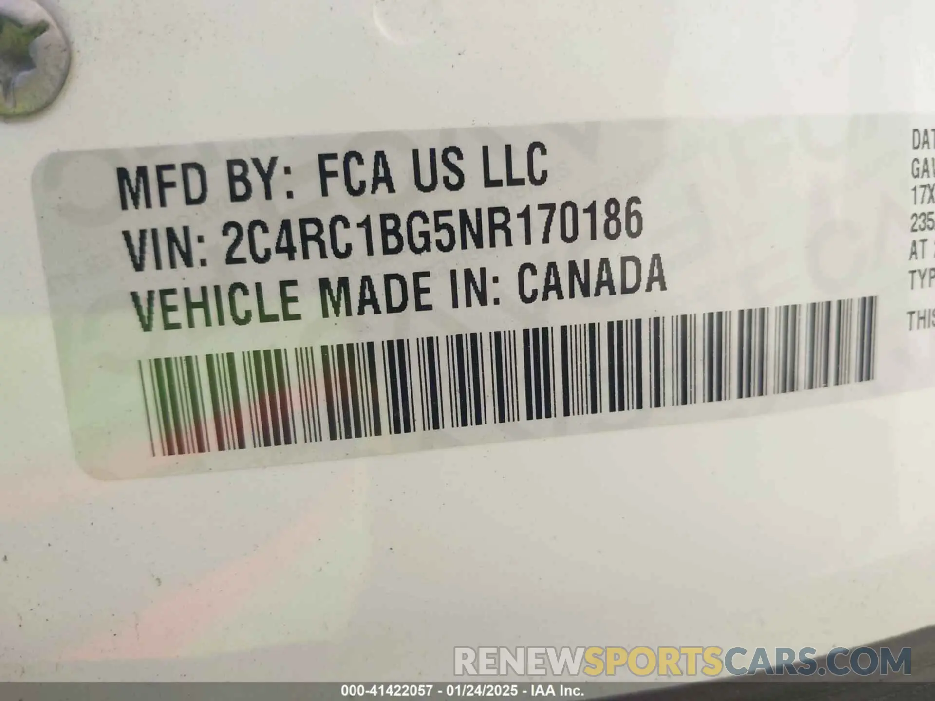 9 fotografías del automóvil dañado 2C4RC1BG5NR170186 CHRYSLER PACIFICA 2022