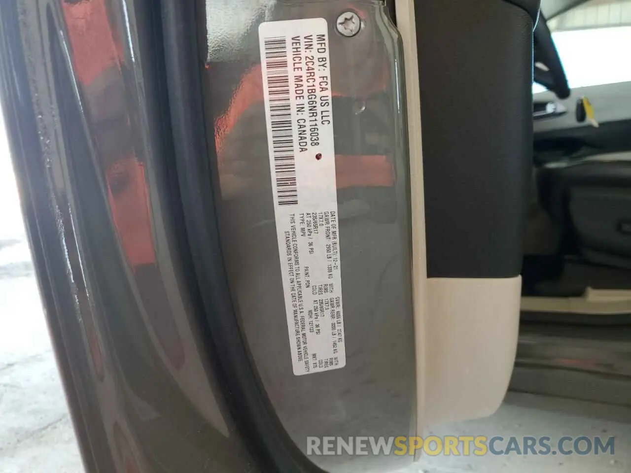 13 fotografías del automóvil dañado 2C4RC1BG6NR116038 CHRYSLER PACIFICA 2022