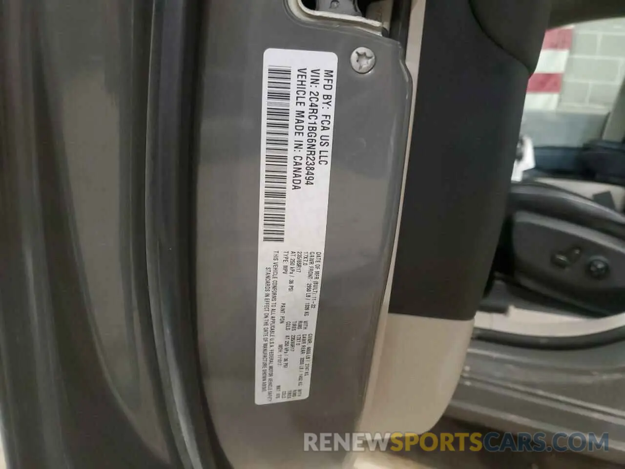 13 fotografías del automóvil dañado 2C4RC1BG6NR238494 CHRYSLER PACIFICA 2022