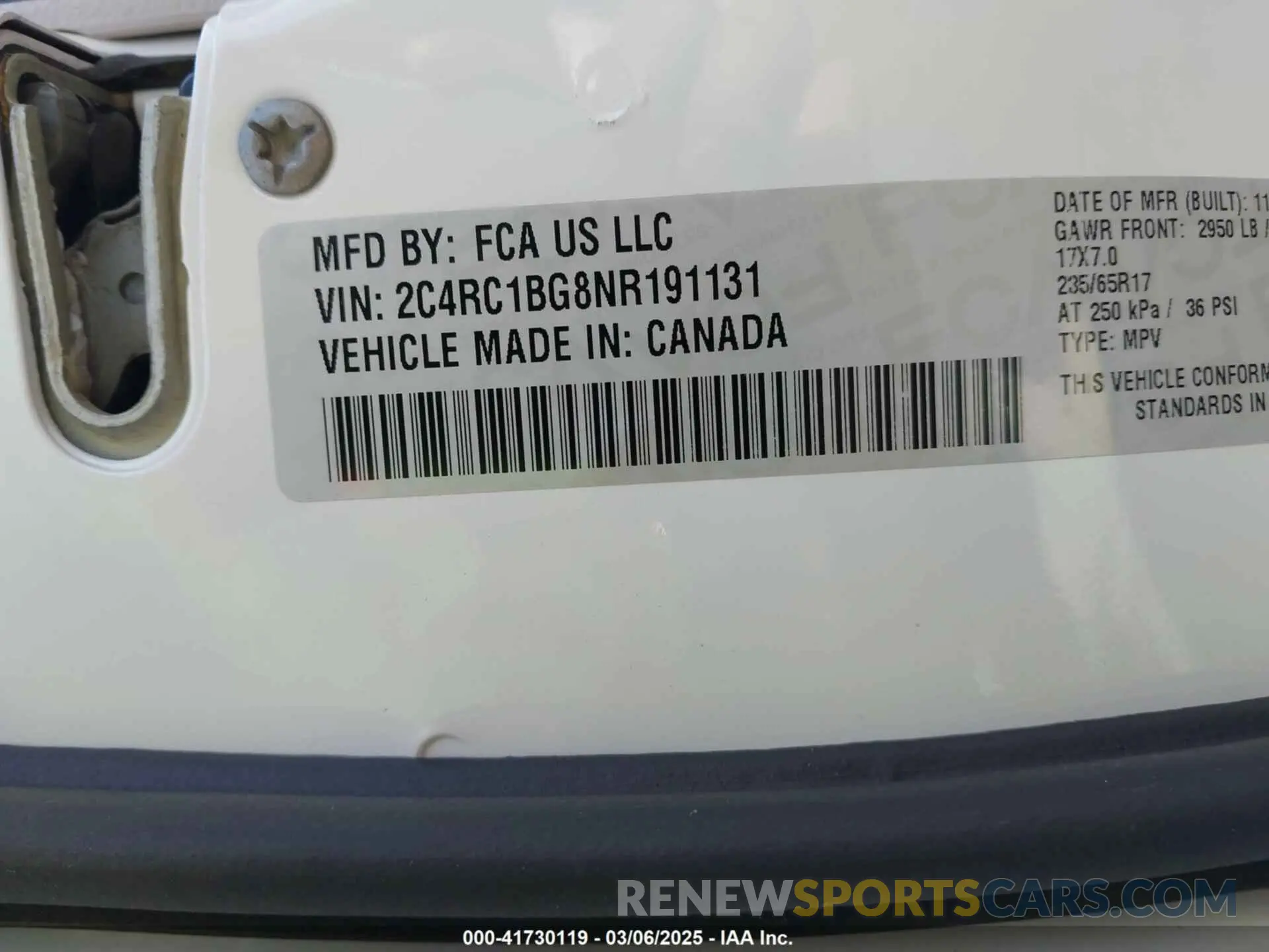 9 fotografías del automóvil dañado 2C4RC1BG8NR191131 CHRYSLER PACIFICA 2022