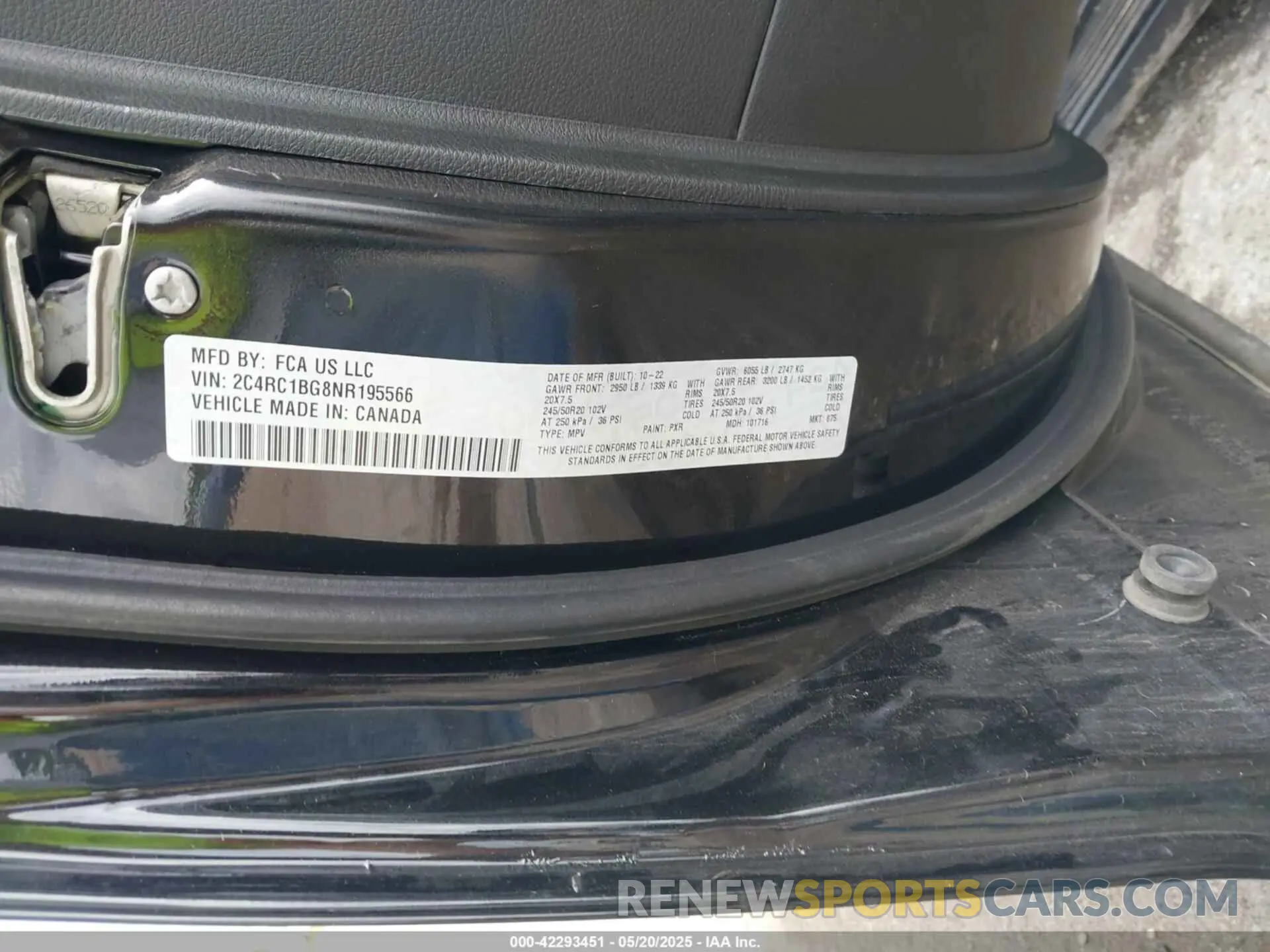 9 fotografías del automóvil dañado 2C4RC1BG8NR195566 CHRYSLER PACIFICA 2022