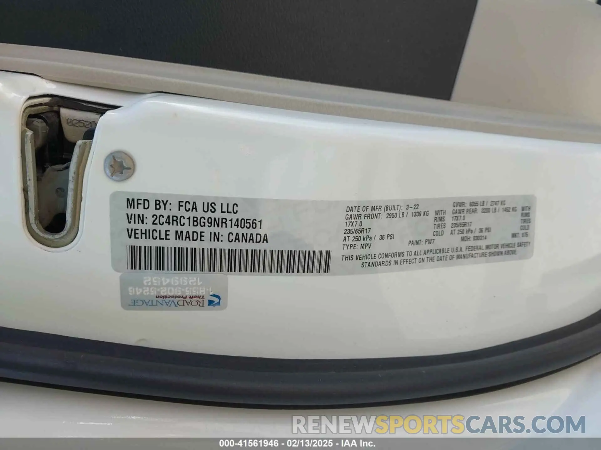 9 fotografías del automóvil dañado 2C4RC1BG9NR140561 CHRYSLER PACIFICA 2022