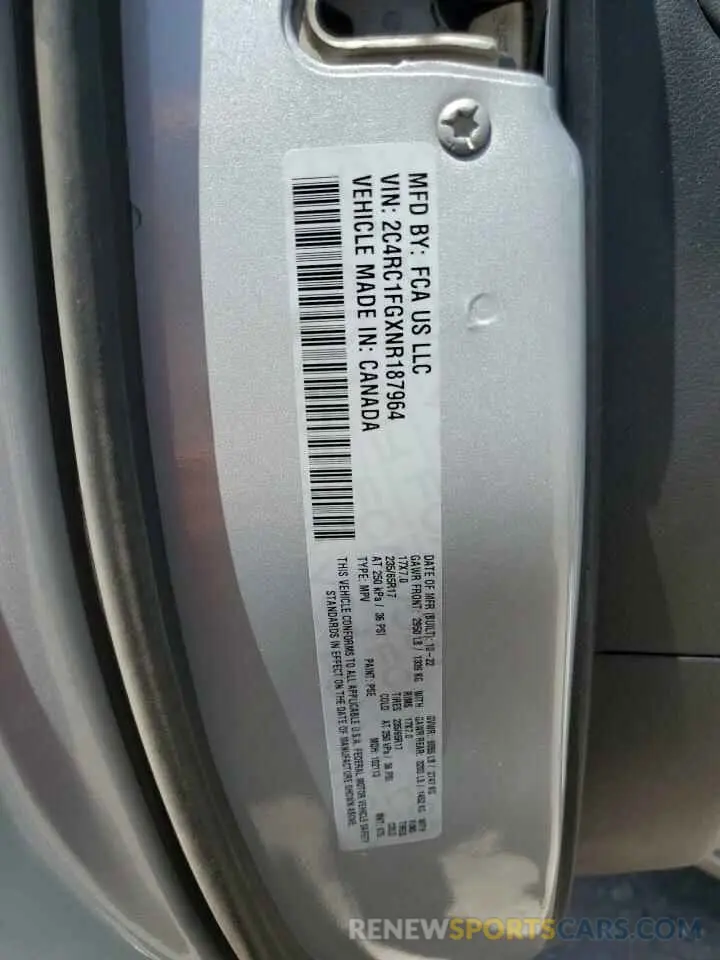 13 fotografías del automóvil dañado 2C4RC1FGXNR187964 CHRYSLER PACIFICA 2022