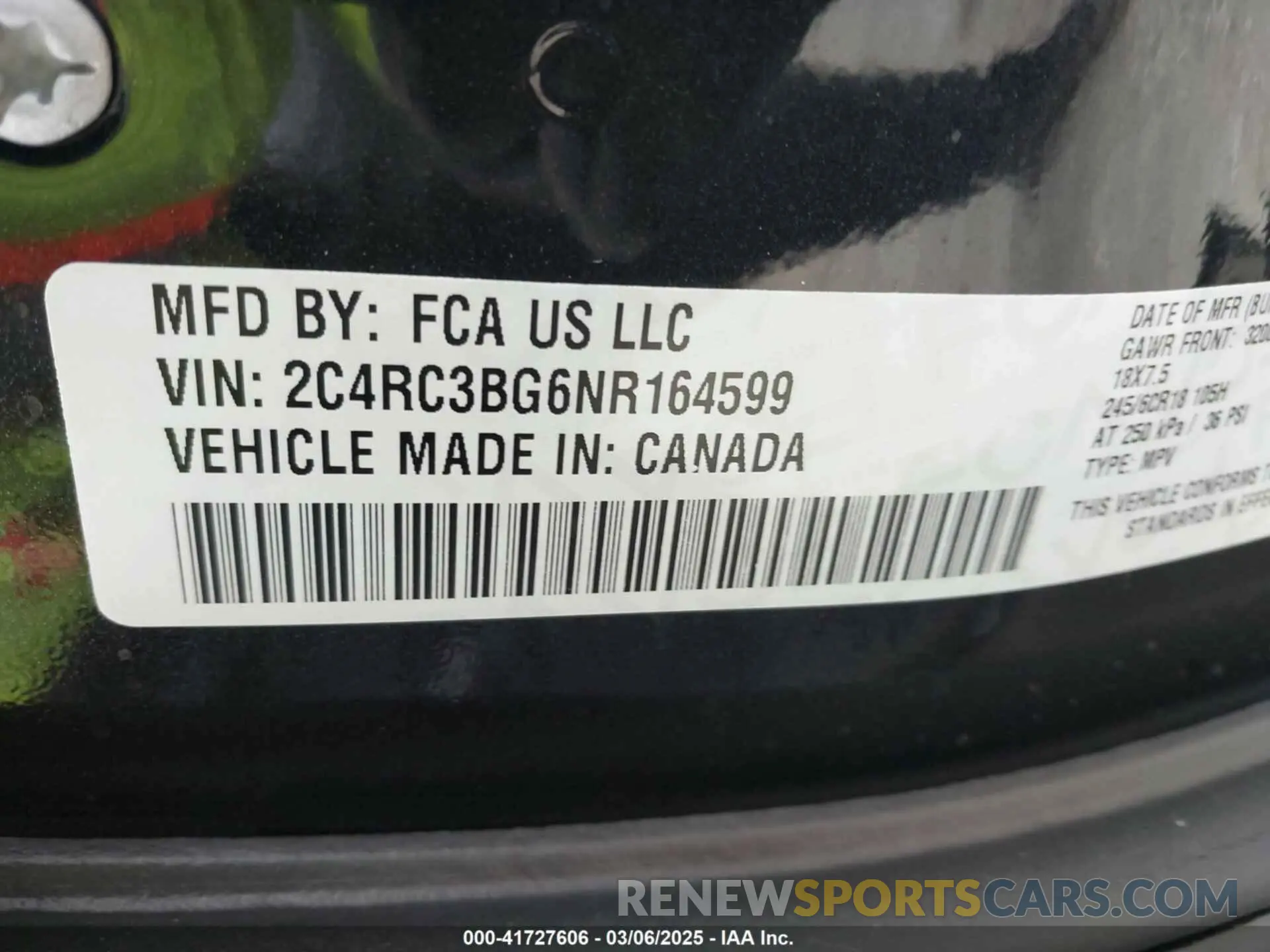 9 fotografías del automóvil dañado 2C4RC3BG6NR164599 CHRYSLER PACIFICA 2022