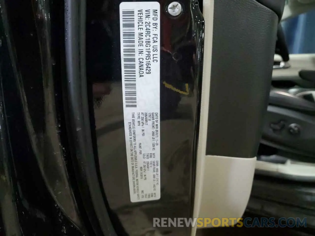 14 fotografías del automóvil dañado 2C4RC1BG1PR516429 CHRYSLER PACIFICA 2023