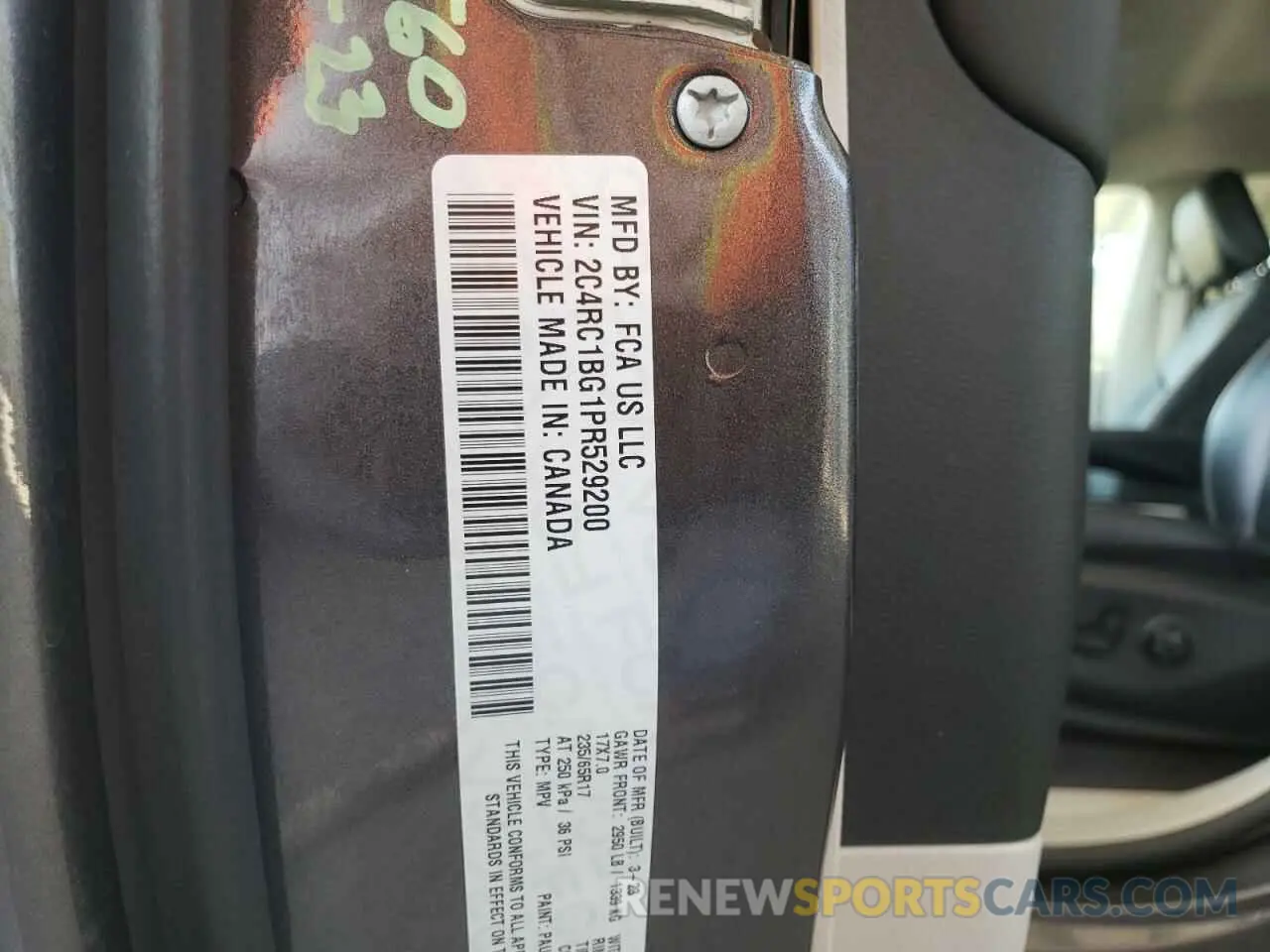 14 fotografías del automóvil dañado 2C4RC1BG1PR529200 CHRYSLER PACIFICA 2023