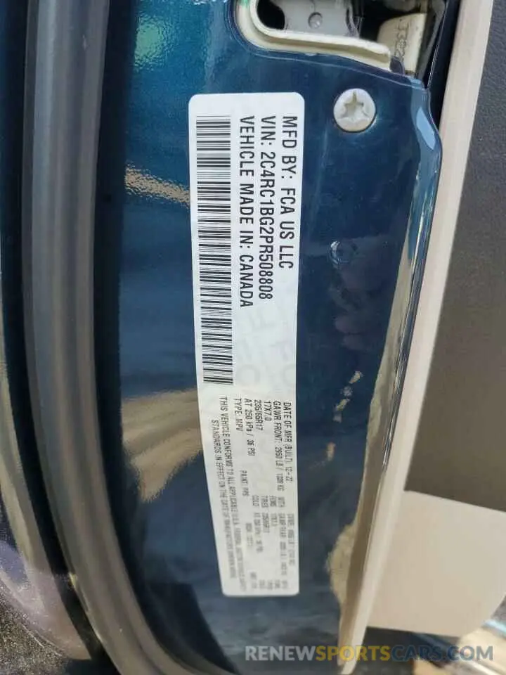 13 fotografías del automóvil dañado 2C4RC1BG2PR508808 CHRYSLER PACIFICA 2023