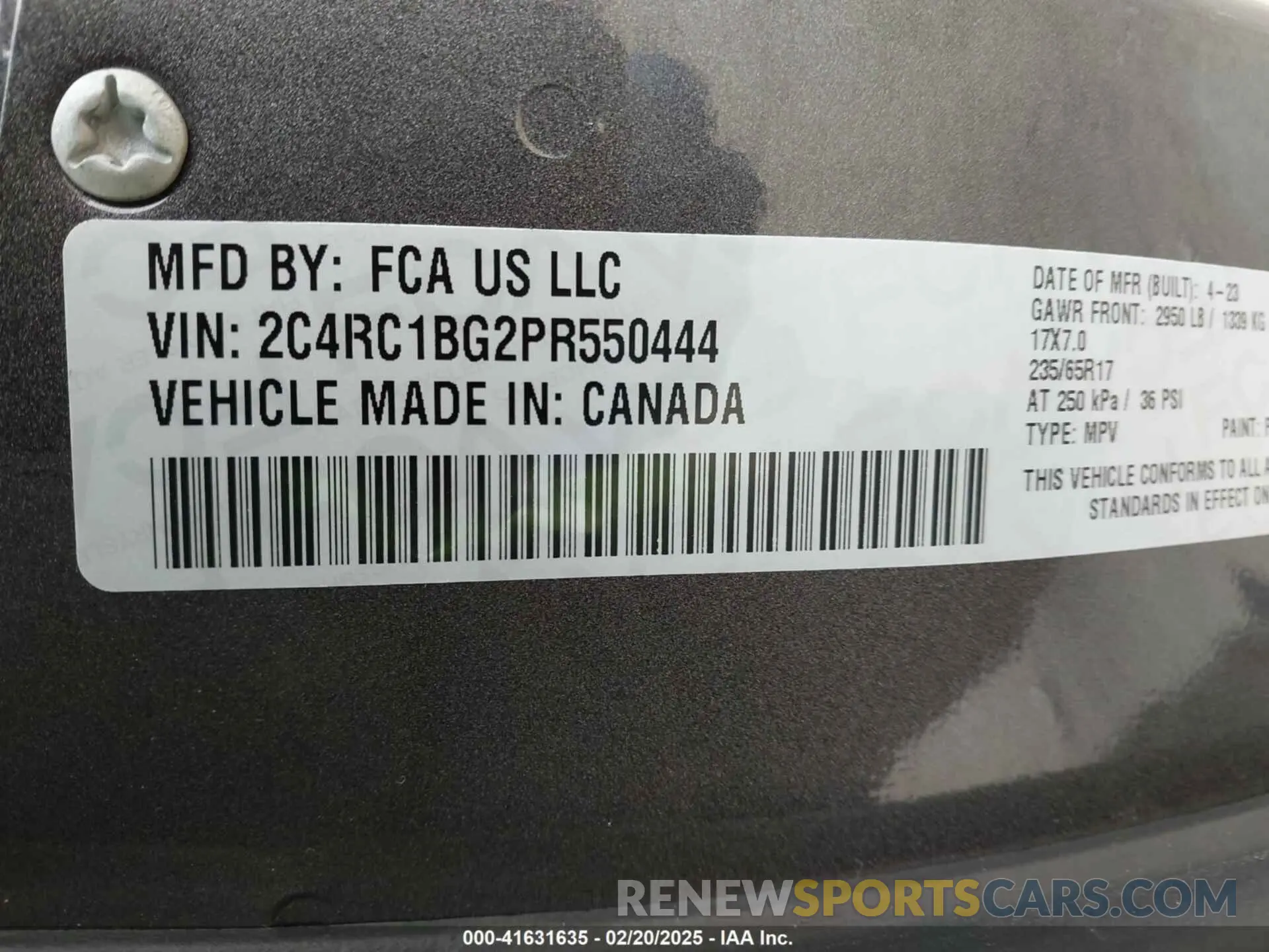 9 fotografías del automóvil dañado 2C4RC1BG2PR550444 CHRYSLER PACIFICA 2023