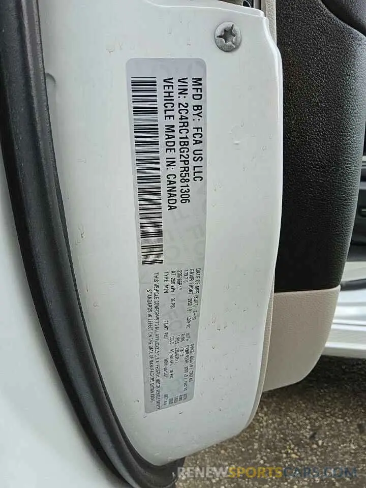 14 fotografías del automóvil dañado 2C4RC1BG2PR581306 CHRYSLER PACIFICA 2023