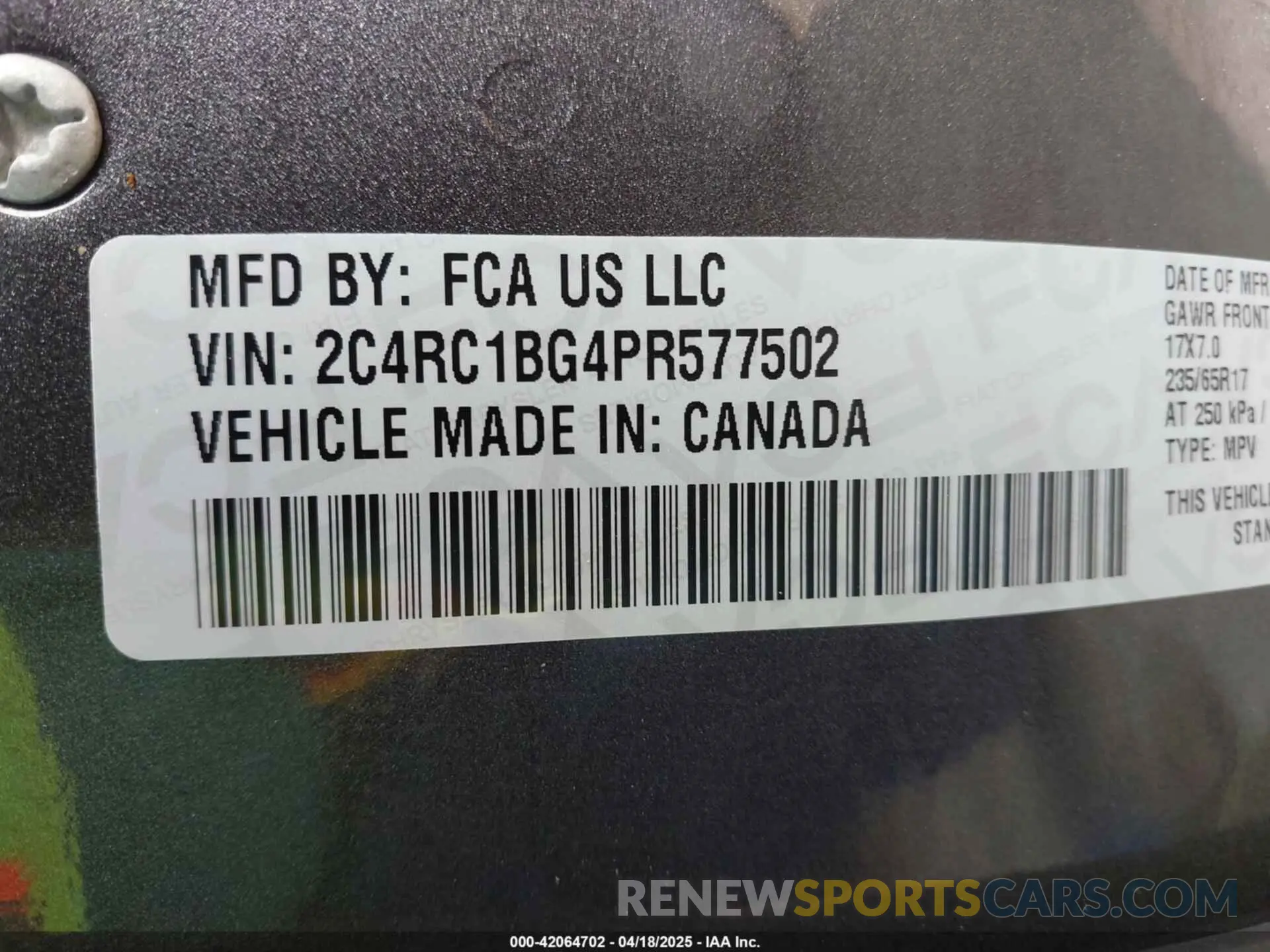9 fotografías del automóvil dañado 2C4RC1BG4PR577502 CHRYSLER PACIFICA 2023